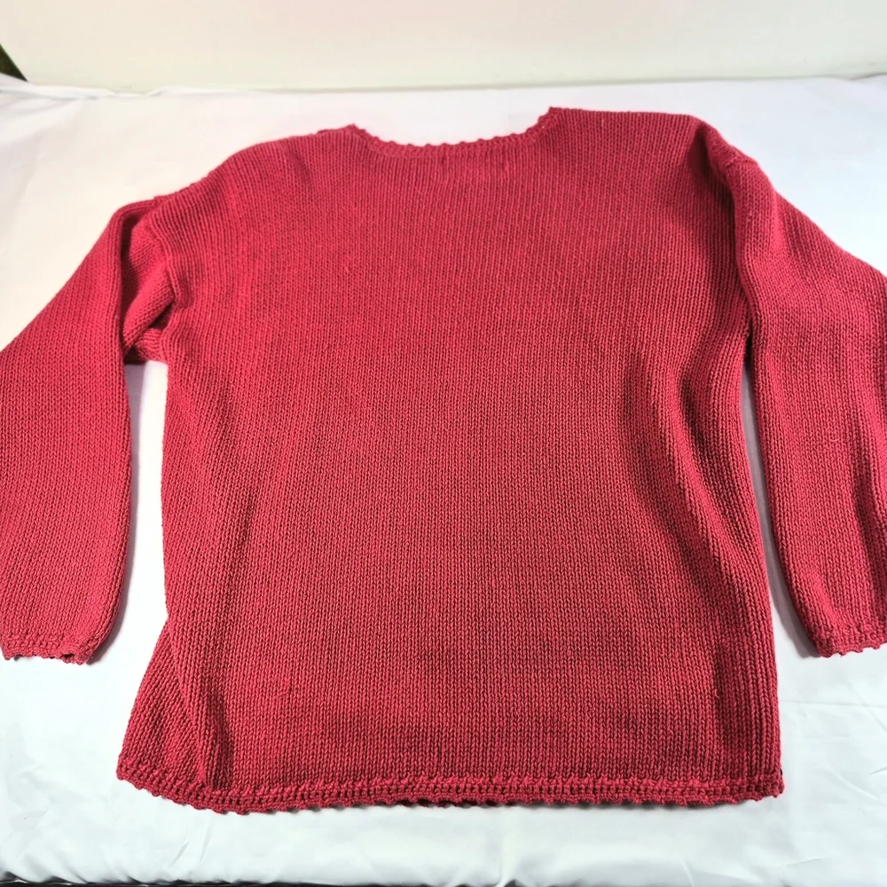 Vintage Tiara International Red Embroidered Beaded Christmas Tree Ugly Sweater L - Picture 8 of 9